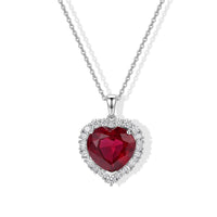 Certified and Appraised D''Joy Premium Niassa Ruby (FF), Moissanite Heart Pendant Necklace (20 Inches) in Rhodium Over Sterling Silver 9.23 ctw