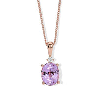 Premium Martha Rocha Kunzite, Luxuriant Lab Grown Diamond (SI) Pendant Necklace (18 Inches) in Vermeil RG Over Sterling Silver 3.70 ctw