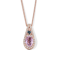 Premium Martha Rocha Kunzite, Luxuriant Lab Grown Blue Diamond (IR), Lab Grown Diamond (SI) (24 cts) Pendant Necklace (18 Inches) in Vermeil RG Over Sterling Silver 1.40 ctw