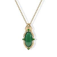 EverTrue Verde Onyx and Chrome Diopside 8.10 ctw Pendant in 18K YG Plated with ION YG Plated Stainless Steel Necklace 20 Inches