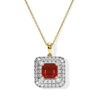 Certified and Appraised 10K Yellow Gold AAA Mexican Cherry Fire Opal, Luxuriant Lab Grown Diamond (G-H, SI) (1.54 cts) Pendant Necklace (18 Inches) 3.00 ctw