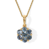 D''Joy Premium Montana Sapphire Mountain Bloom Pendant Necklace (20 Inches) in 18K Vermeil YG Over Sterling Silver 1.70 ctw