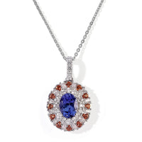 Certified & Appraised D''Joy Premium Tanzanite, Multi Gemstone Pendant Necklace (18 Inches) in Rhodium Over Sterling Silver 2.00 ctw