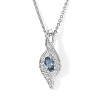 D''Joy Montana Sapphire, White Zircon Pendant Necklace (20 Inches) in Rhodium Over Sterling Silver 0.40 ctw