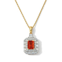 Certified and Appraised D''Joy Premium Mexican Cherry Fire Opal, Moissanite Pendant Necklace (18 Inches) in 18K Vermeil YG Over Sterling Silver 1.57 ctw