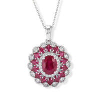 D''Joy Niassa Ruby (FF), Moissanite Pendant Necklace (20 Inches) in Rhodium Over Sterling Silver 6.70 ctw
