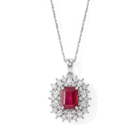 D''Joy Niassa Ruby (FF), Moissanite Pendant Necklace (20 Inches) in Rhodium Over Sterling Silver 5.70 ctw