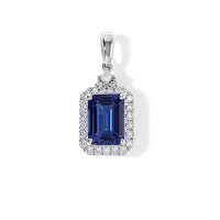 Doorbuster Certified and Appraised 10K White Gold AAA Tanzanite, Luxuriant Lab Grown Diamond (G-H, SI) (0.32 cts) Pendant Necklace (18 Inches) 2.75 ctw