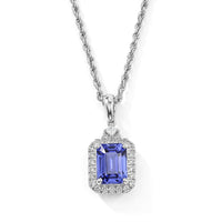 Doorbuster Certified and Appraised 10K White Gold AAA Tanzanite, Luxuriant Lab Grown Diamond (G-H, SI) (0.32 cts) Pendant Necklace (18 Inches) 2.75 ctw