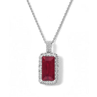 Certified & Appraised D''Joy Premium Niassa Ruby (FF), Moissanite Pendant Necklace (18 Inches) in Rhodium Over Sterling Silver 7.60 ctw
