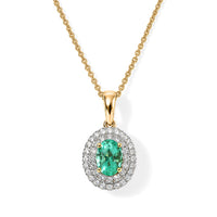 Certified and Appraised Luxoro 10K Yellow Gold AAA Boyaca Colombian Emerald, Diamond (I2) (0.35 cts) Pendant Necklace (18 Inches) 1.10 ctw