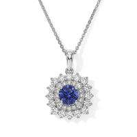 Certified and Appraised D''Joy Premium Tanzanite, Moissanite Pendant Necklace (18 Inches) in Rhodium Over Sterling Silver 1.70 ctw