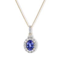 Certified & Appraised 10K Yellow Gold AAA Tanzanite, Luxuriant Lab Grown Diamond (G-H, SI) (0.75 cts) Pendant Necklace (18 Inches) 2.70 ctw