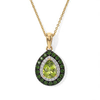 D''Joy Premium Hebei Peridot and Multi Gemstone 1.80 ctw Pendant Necklace in 18K Vermeil Yellow Gold Over Sterling Silver 20 Inches