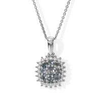 D''Joy Montana Sapphire, Moissanite Rockies Grand Mosaic Pendant Necklace (20 Inches) in Rhodium Over Sterling Silver 1.15 ctw