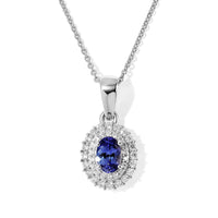 D''Joy Premium Tanzanite and Moissanite 1.00 ctw Pendant Necklace in Rhodium Over Sterling Silver 20 Inches