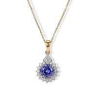 Certified and Appraised 10K Yellow Gold AAA Tanzanite, Luxuriant Lab Grown Diamond (G-H, SI) (0.58 cts) Pendant Necklace (18 Inches) 2.70 ctw