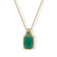 EverTrue Premium Verde Onyx and White Zircon 6.80 ctw Pendant in 18K YG Plated with ION Plated YG Stainless Steel Necklace 20 Inches