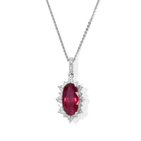 Certified & Appraised D''Joy Premium Niassa Ruby (FF), Moissanite Pendant Necklace (18 Inches) in Rhodium Over Sterling Silver 5.40 ctw