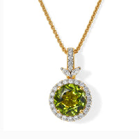Certified and Appraised D''Joy Premium Hebei Peridot, Moissanite Pendant Necklace (18 Inches) in 18K Vermeil YG Over Sterling Silver 2.80 ctw