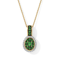 D''Joy Premium Tsavorite Garnet, Moissanite Pendant Necklace (20 Inches) in 18K Vermeil YG Over Sterling Silver 0.70 ctw