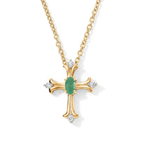 D''Joy Premium Kagem Zambian Emerald and White Zircon 0.30 ctw Pendant in 18K YG Over Sterling Silver with ION Plated YG Stainless Steel Necklace 20 Inches