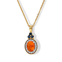 D''Joy AAA Crimson Fire Opal, Multi Gemstone Pendant Necklace (20 Inches) in 18K Vermeil YG Over Sterling Silver 0.75 ctw