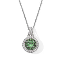 D''Joy Premium Tsavorite Garnet, Moissanite Pendant Necklace (20 Inches) in Rhodium Over Sterling Silver 0.90 ctw