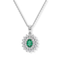 Certified and Appraised D''Joy Premium Boyaca Colombian Emerald, Moissanite Pendant Necklace (18 Inches) in Rhodium Over Sterling Silver 1.00 ctw