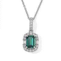 Certified & Appraised Luxoro 10K White Gold AAA Lagoon Tourmaline, White Diamond (I2) (0.30 cts) Pendant Necklace (18 Inches) 1.40 ctw
