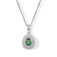 D''Joy Premium Tsavorite Garnet, Moissanite Pendant Necklace (20 Inches) in Rhodium Over Sterling Silver 1.00 ctw