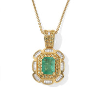 Doorbuster D''Joy Premium Kagem Zambian Emerald, Yellow Sapphire and Diamond 1.25 ctw Pendant Necklace (20 Inches) in 18K Vermeil Yellow Gold Over Sterling Silver