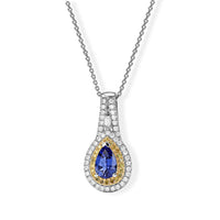 Doorbuster Premium Tanzanite, Natural Yellow and White Diamond 1.20 ctw Pendant Necklace (20 Inches) in Rhodium Over Sterling Silver