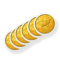Set of 6 24K Gold Celestial Zodiac Collection - Taurus Embossed Double View Coin Sheet 60mg (50mm)