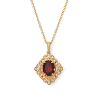EverTrue Premium Red Citrine and Moissanite Pendant in 18K YG Plated with ION Plated YG Stainless Steel Necklace 20 Inches