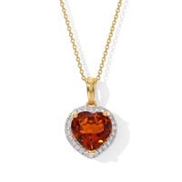 D''Joy AAA Red Citrine and Moissanite 3.70 ctw Pendant Necklace in 18K Vermeil Yellow Gold Sterling Silver 20 Inches