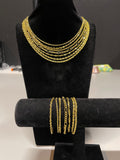 14 pcs Set Of Curb, Rolo, Singapore, Figaro, Cable, Snake & Spiga Necklace 20 Inches and Bracelet (7.50 In) in Goldtone with Velvet Travel Case - Sticky add to cart bar