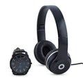 ZOO YORK Quartz Movement Grey Textured Dial Watch with Black Vegan Leather Strap and Black Headphones Gift Set - Sticky add to cart bar
