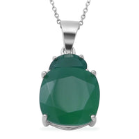 Verde Onyx Pendant Necklace 18 Inches in Platinum Over Sterling Silver 11.00 ctw