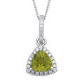 Premium Peridot and White Zircon Pendant Necklace 20 Inches in Rhodium Over Sterling Silver 1.60 ctw - Sticky add to cart bar