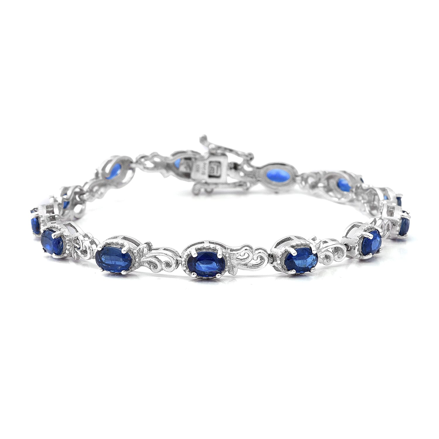 8.30 ctw Kashmir Kyanite Bracelet in Platinum Over Sterling Silver (7.25 In) 11.50 Grams (1)