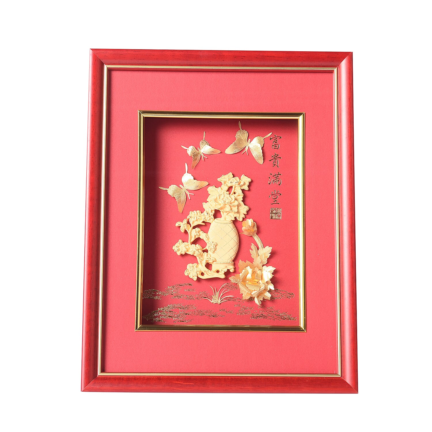 24K Gold Plated Layer Vase Exhibit Wall Decor Frame