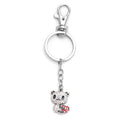 White Austrian Crystal, Enameled Panda Keychain in Stainless Steel - Sticky add to cart bar