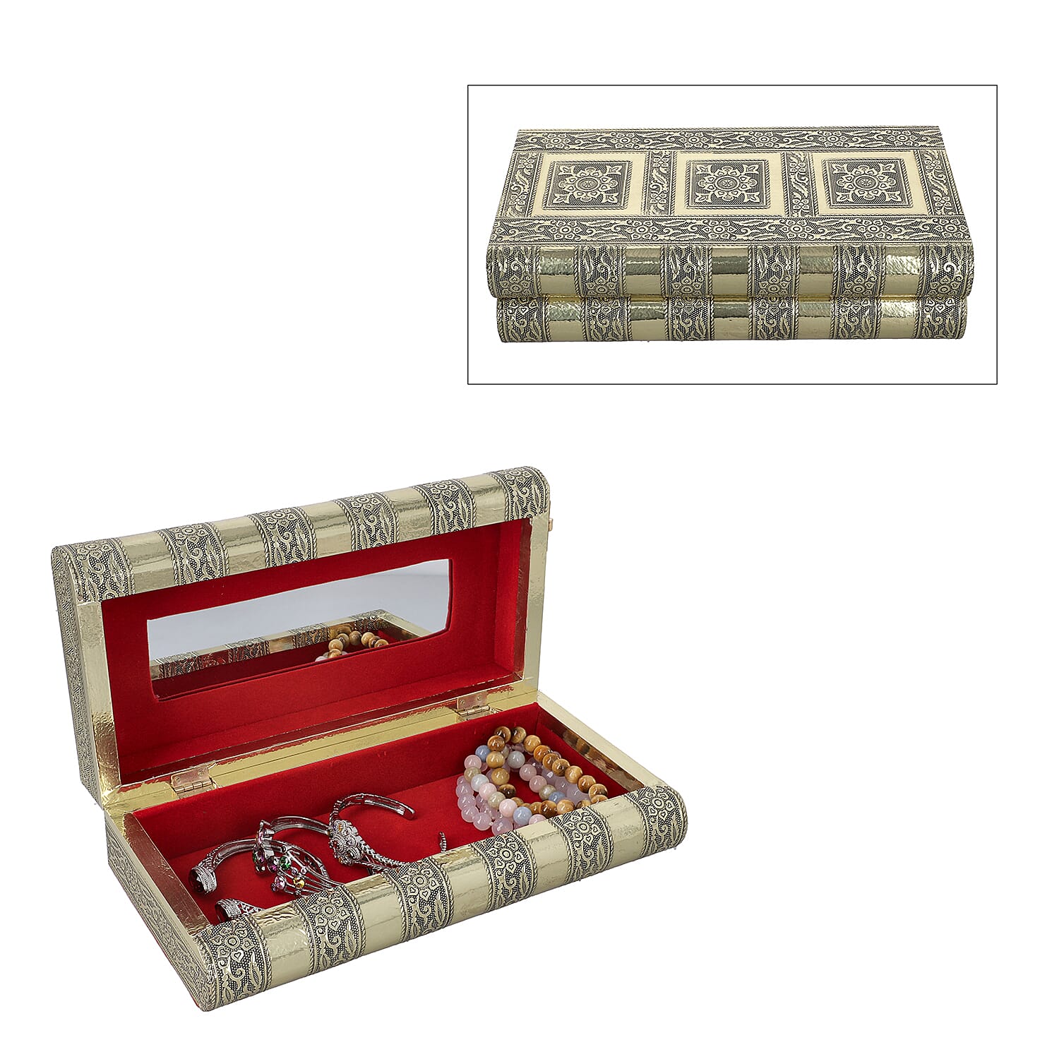 Handmade Gold Color Aluminum Oxidized Jewelry Box (11"x5"x3")