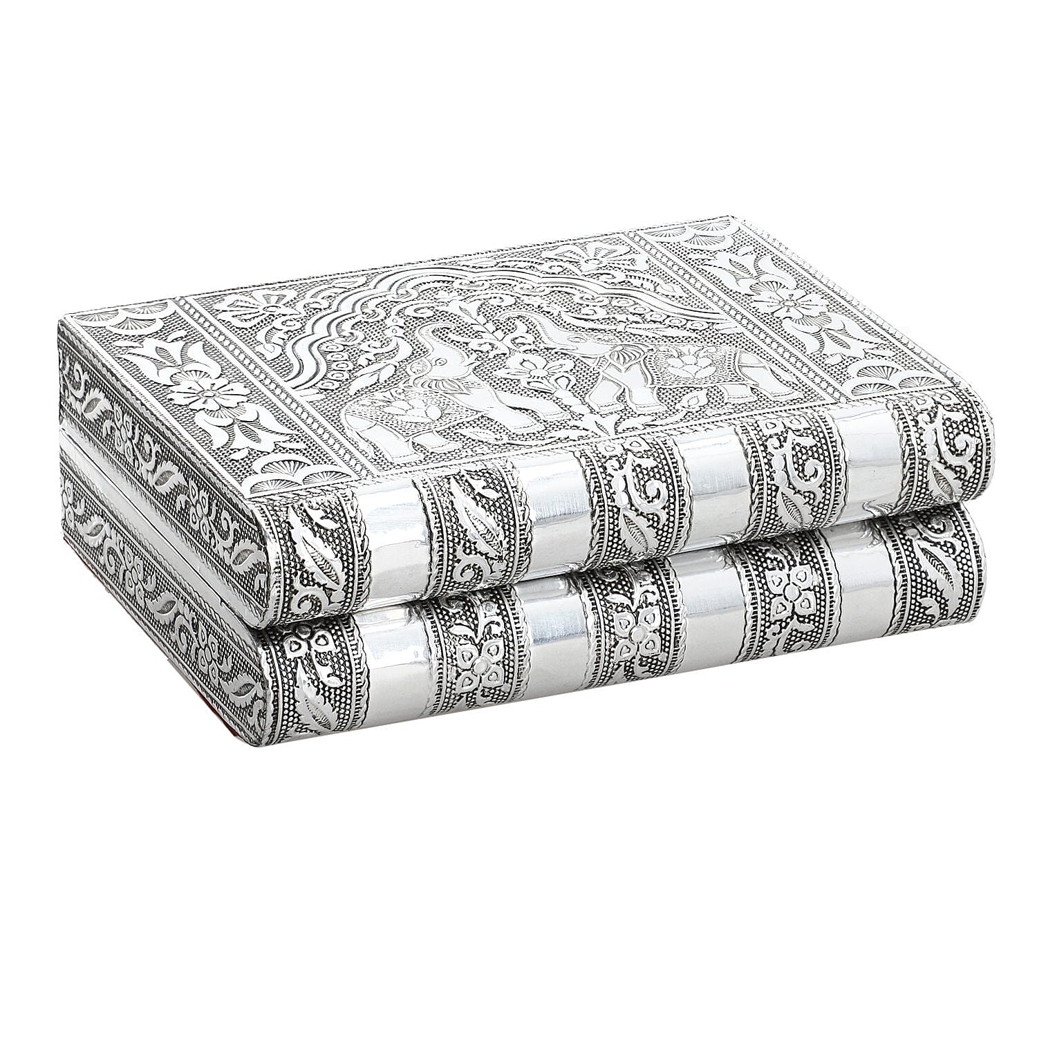 Aluminum Elephant Embossed Jewelry Box with Velvet Anti Scratch Interior (6x4.5)