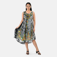 JOVIE Black and White Tie Dye Midi Length Umbrella Dress (50L x 44W)