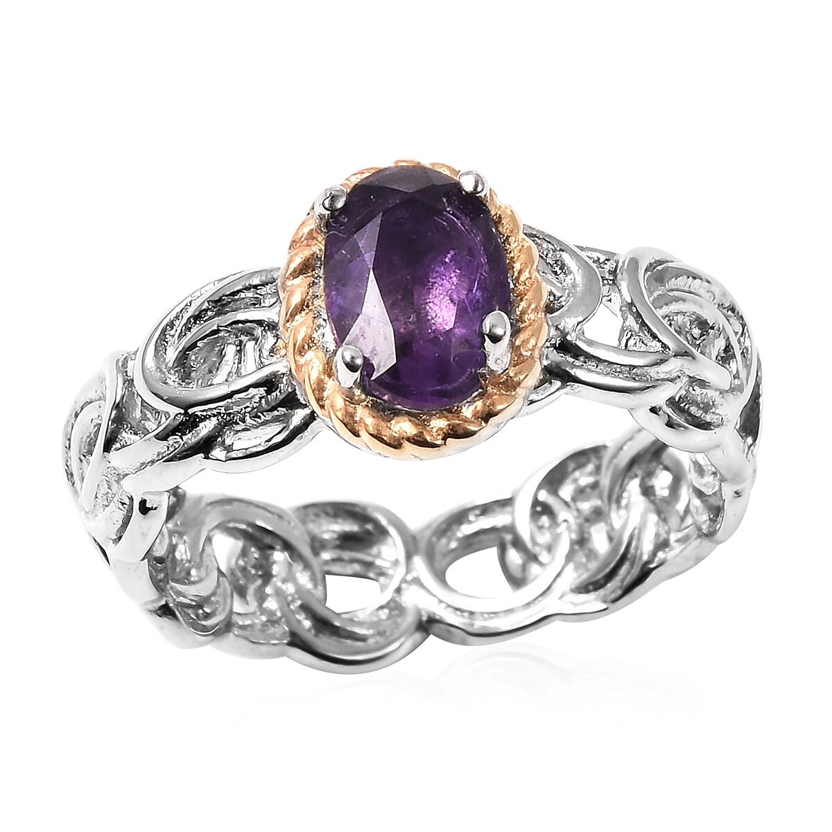Amethyst Ring in Stainless Steel (Size 7.0) 0.75 ctw