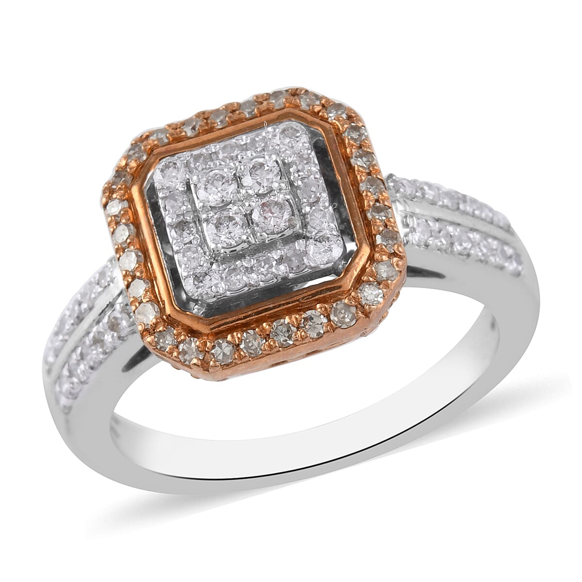 NY Closeout Deal 10K White & Rose Gold Diamond Ring (Size 5.0) 3.80 Grams 1.20 ctw