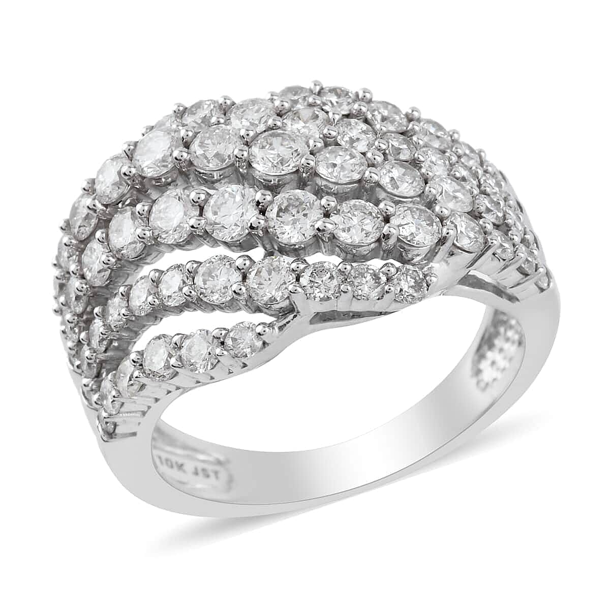 NY Closeout G-H I2 Diamond 2.00 ctw Ring in 10K White Gold 6.00 Grams