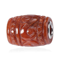 Red Jade Carved Barrel Shape Charm in Rhodium Over Sterling Silver 28.50 ctw